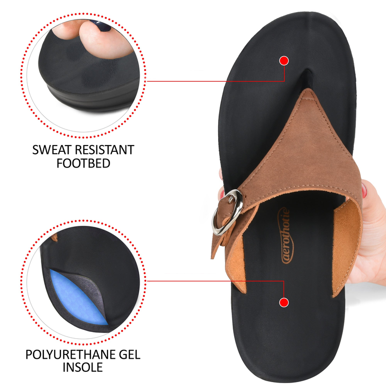 Aerothotic - Shale omfortable Arch Support Flip Flops for Women