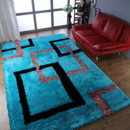 Rugsotic Carpets Hand Tufted Shag Polyester Area Rug Geometric