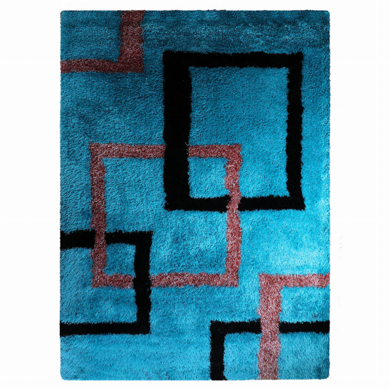 Rugsotic Carpets Hand Tufted Shag Polyester Area Rug Geometric