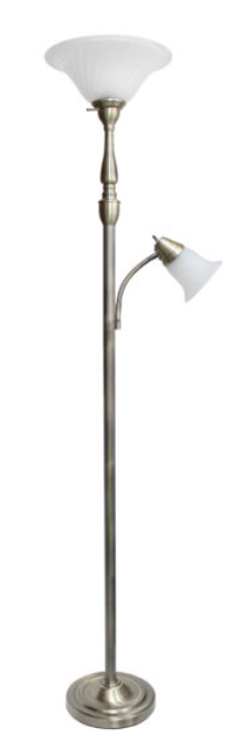 Elegant Designs 2 Light Mother Daughter Floor Lamp with White Marble Glass