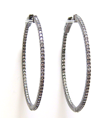 2.00 ct. t.w. Simulated Diamond Inside-Outside Hoop Earrings in 925 Sterling Silver 1-3/4"