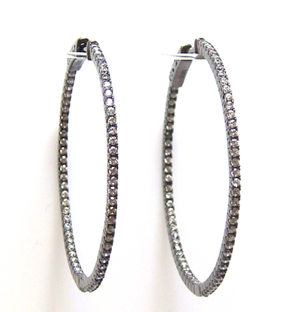 2.00 ct. t.w. Simulated Diamond Inside-Outside Hoop Earrings in 925 Sterling Silver 1-3/4"