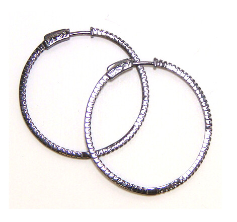 2.00 ct. t.w. Simulated Diamond Inside-Outside Hoop Earrings in 925 Sterling Silver 1-3/4"