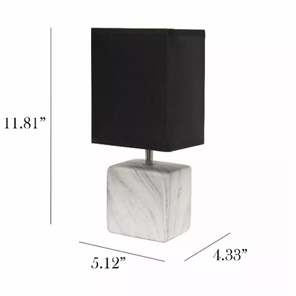 Simple Designs Petite Marbled Ceramic Table Lamp with Fabric Shade