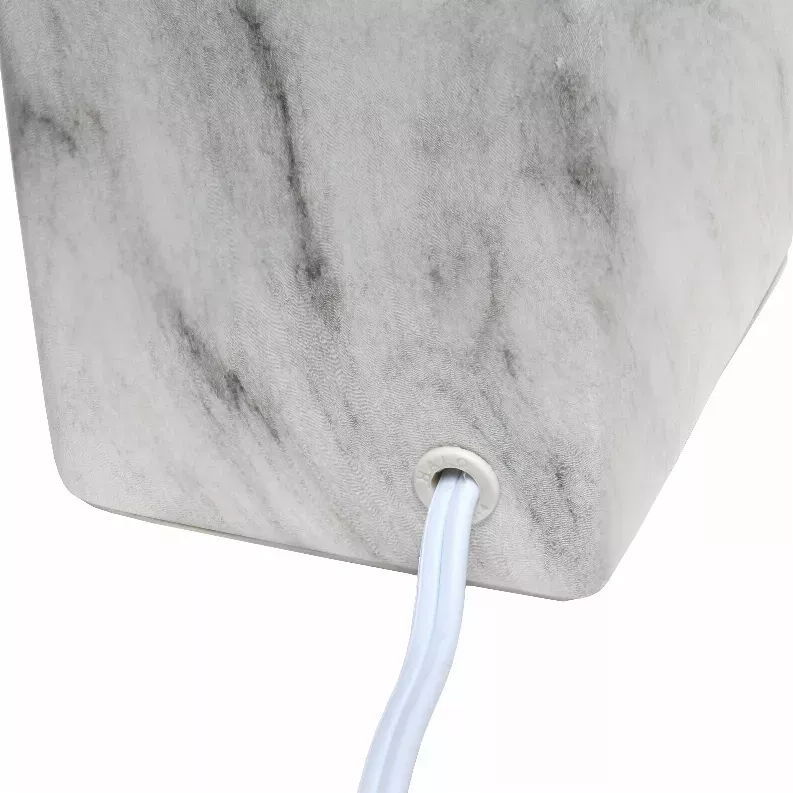 Simple Designs Petite Marbled Ceramic Table Lamp with Fabric Shade