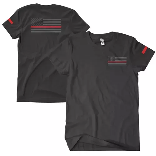 USA Flag/Thin Red Line Men's T-Shirt Black