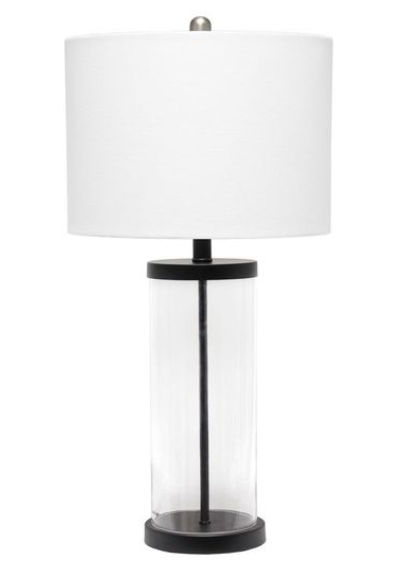 Lalia Home Entrapped Glass Table Lamp with White Fabric Shade