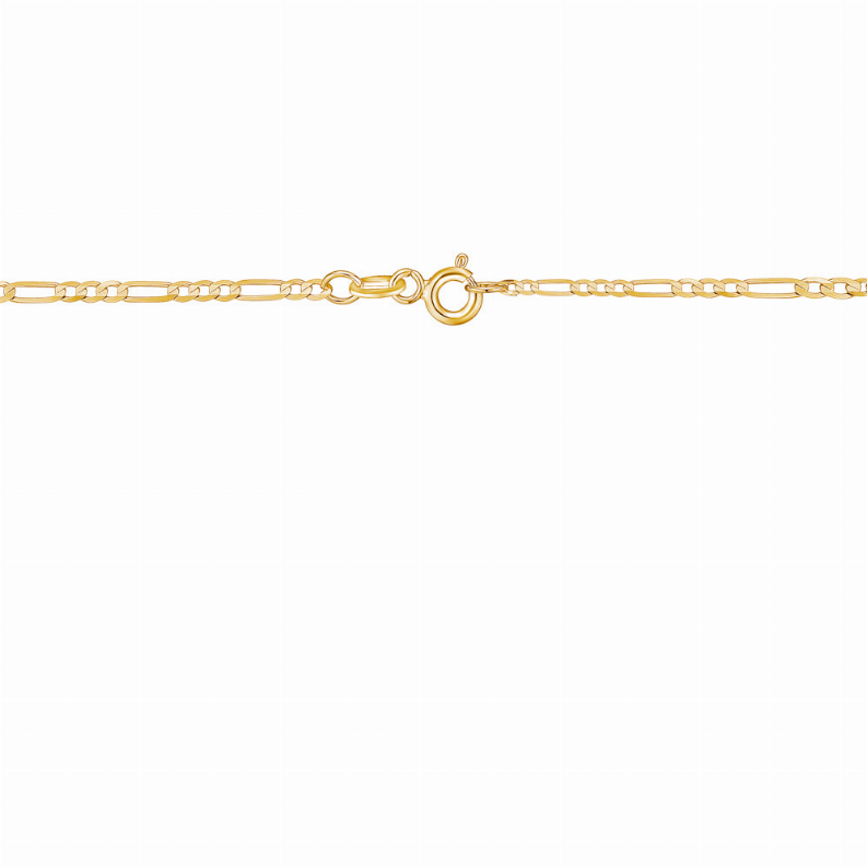 14K Solid Yellow Gold Figaro Link Chain 3+1 Necklace for Women and Girls Made in Italy