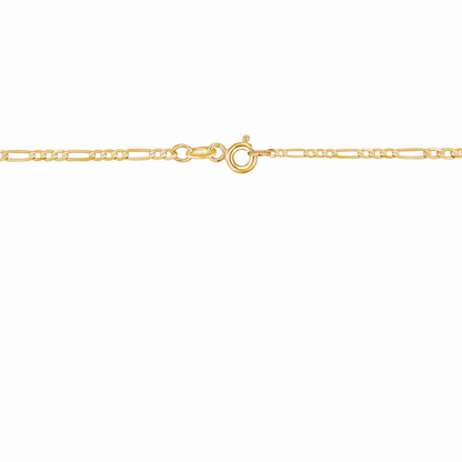 14K Solid Yellow Gold Figaro Link Chain 3+1 Necklace for Women and Girls Made in Italy