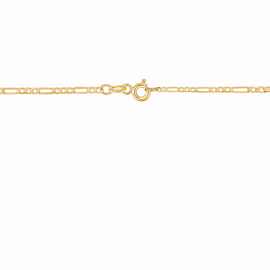 14K Solid Yellow Gold Figaro Link Chain 3+1 Necklace for Women and Girls Made in Italy