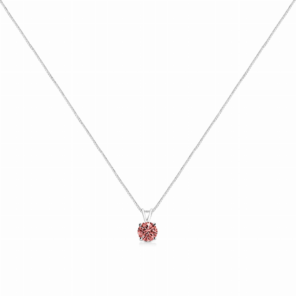 White Gold 1/2 Carat Total Weight 4 Prong Set Lab Grown Pink Karat Diamond Solitaire 18" Pendant Necklace