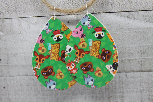 Animal Crossing Teardrop Faux Leather Earrings