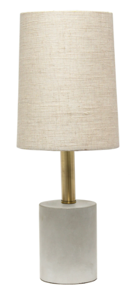 Lalia Home Antique Brass Concrete Table Lamp with Linen Shade