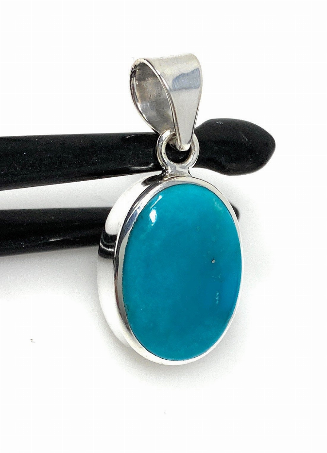 Natural Sleeping Beauty Turquoise Pendant, Sterling Silver Turquoise Gemstone Pendant, Bohemian Jewelry, 1.40" X 0.60"