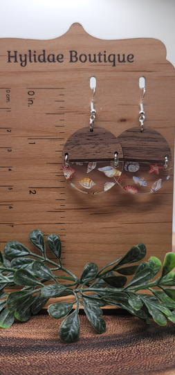 Sea Shells Split Circle Dangle Earrings