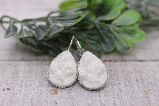 White || Teardrop French Lever Earrings