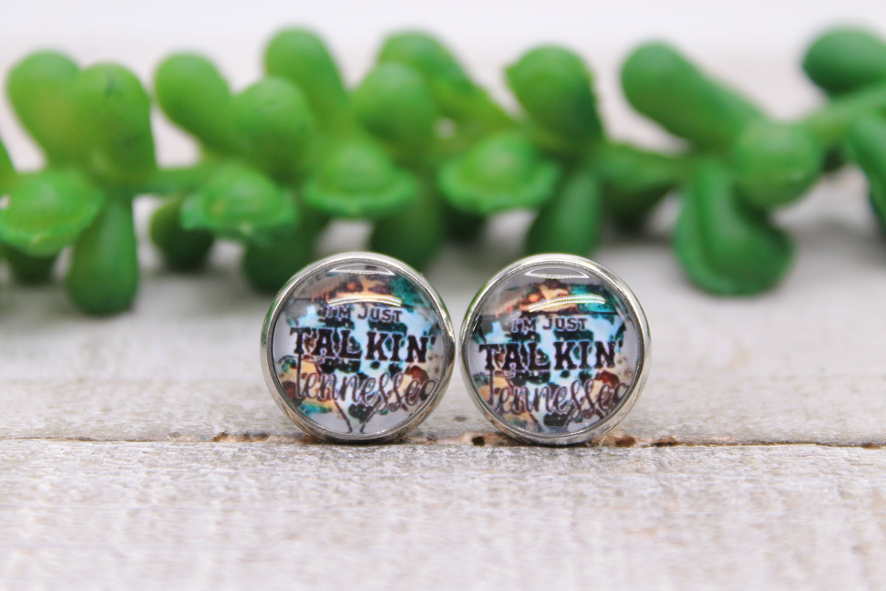 I'm Just Talkin' Tennessee || Glass Stud Earrings || Hypoallergenic