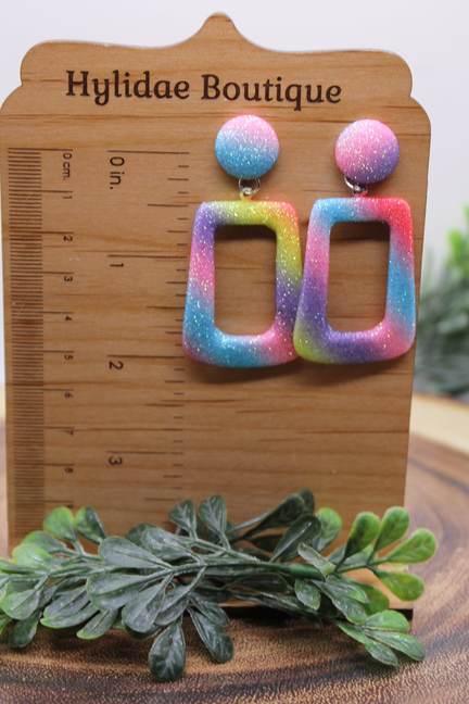 Rainbow Geo Dangle Earrings