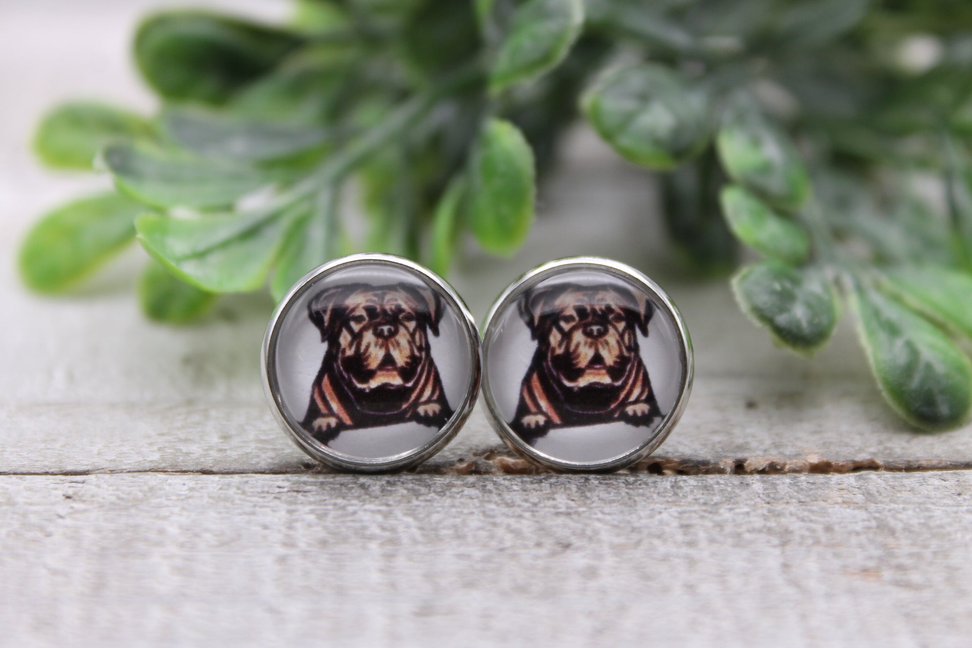 Dogue de Bordeaux || Dog Breed || Glass Stud Earrings || Hypoallergenic