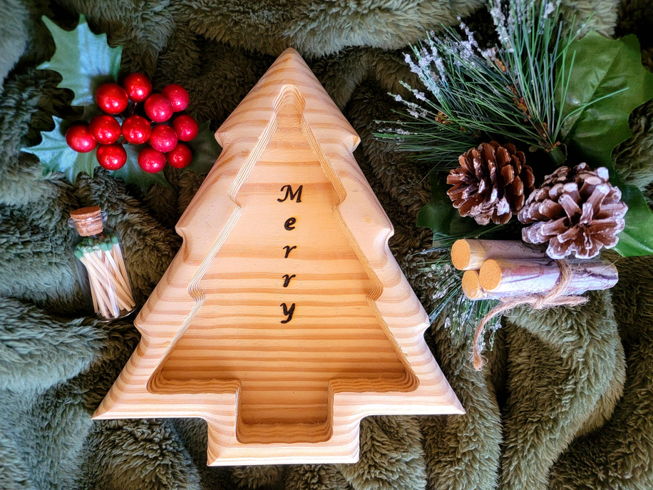 Christmas tree wooden soy wax candle