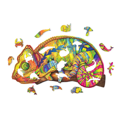 Wood Trick Colorful Chameleon Unique Shaped Puzzle