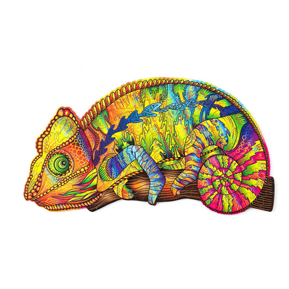 Wood Trick Colorful Chameleon Unique Shaped Puzzle