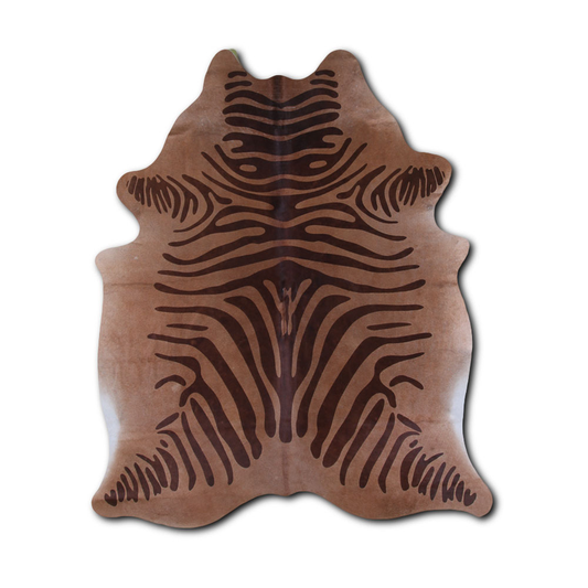 PRINTED HAIR ON COWHIDE ZEBRA BROWN ON CAMEL