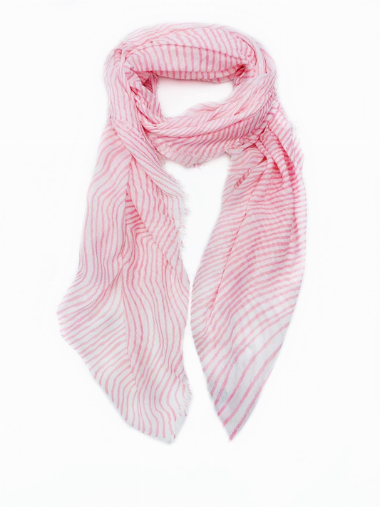 Stripe Raw-Edge Scarf