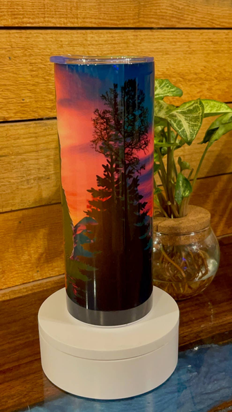 Bigfoot sunset tumbler  stainless steel with straw