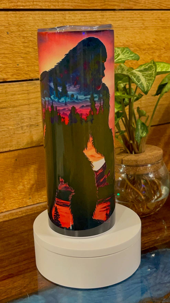 Bigfoot sunset tumbler  stainless steel with straw