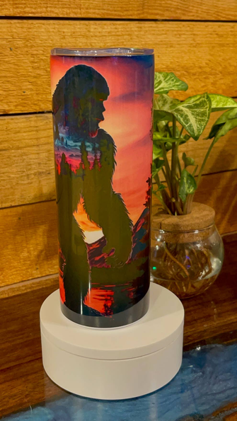 Bigfoot sunset tumbler  stainless steel with straw