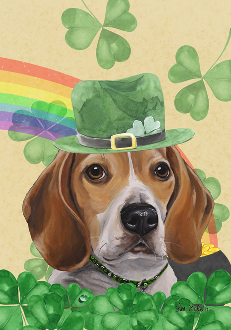 Beagle - Hippie Hound Studios Saint Patricks Day  House and Garden Flags