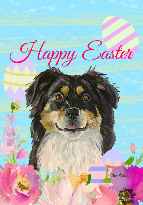 Border Collie - Hippie Hound Studios Easter  House and Garden Flags