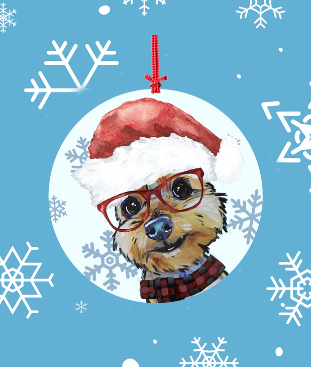 Yorkie -   Hippie Hound Studios Christmas Tree Ornament