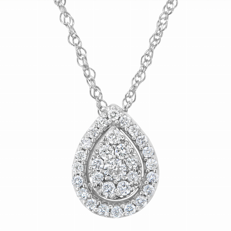 .925 Sterling Silver 3/8carat Total Diamond Weight Lab-Grown Diamond Drop Pendant Necklace