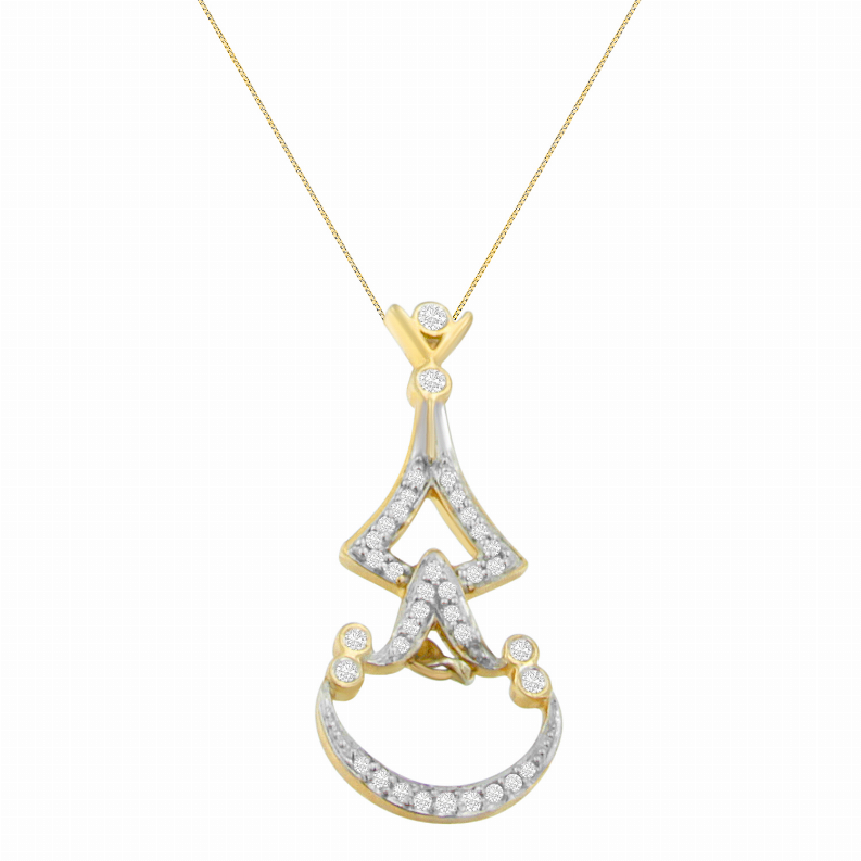 14 Karat Yellow Gold 1/3ct. Total Diamond Weight Round Diamond Pendant Necklace