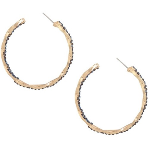 ZIRCONIA TWISTED POST HOOP EARRINGS