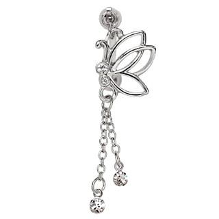 316L Stainless Steel Top Down Jeweled Butterfly Dangle Navel Ring