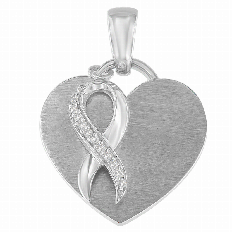 Sterling Silver 1/10 carat Total Diamond Weight Diamond Heart Pendant Necklace