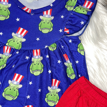 Americana T-Rex Dinosaur Printed Tunic & Icing Short Set