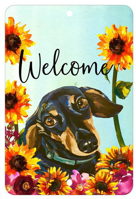 Dachshund Black/Tan - HHS Welcome Indoor/Outdoor Aluminum Sign