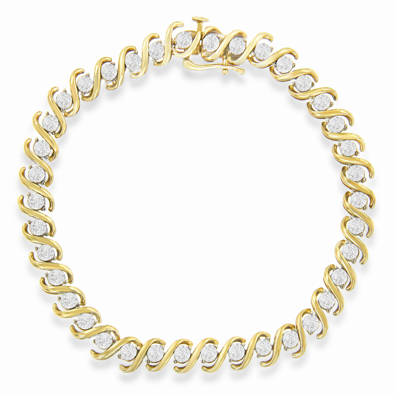 Yellow Plated Sterling Silver 1/2carat Total Diamond Weight Round-cut Diamond Bracelet