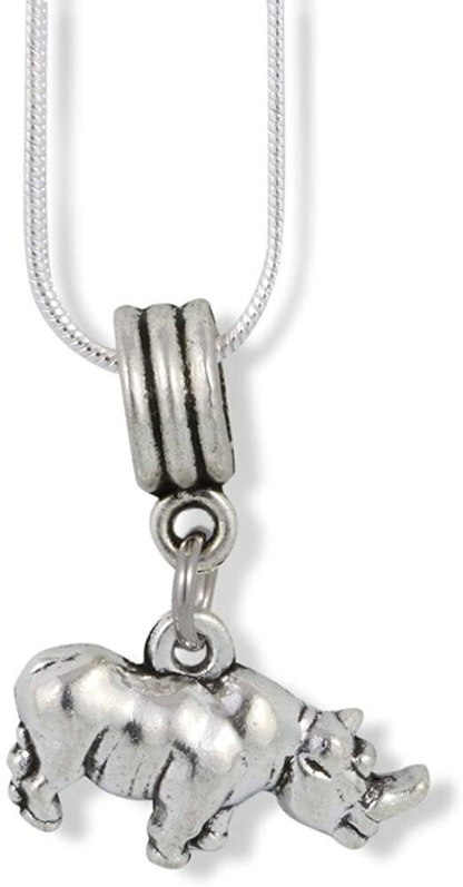Rhinoceros Charm Snake Chain Necklace