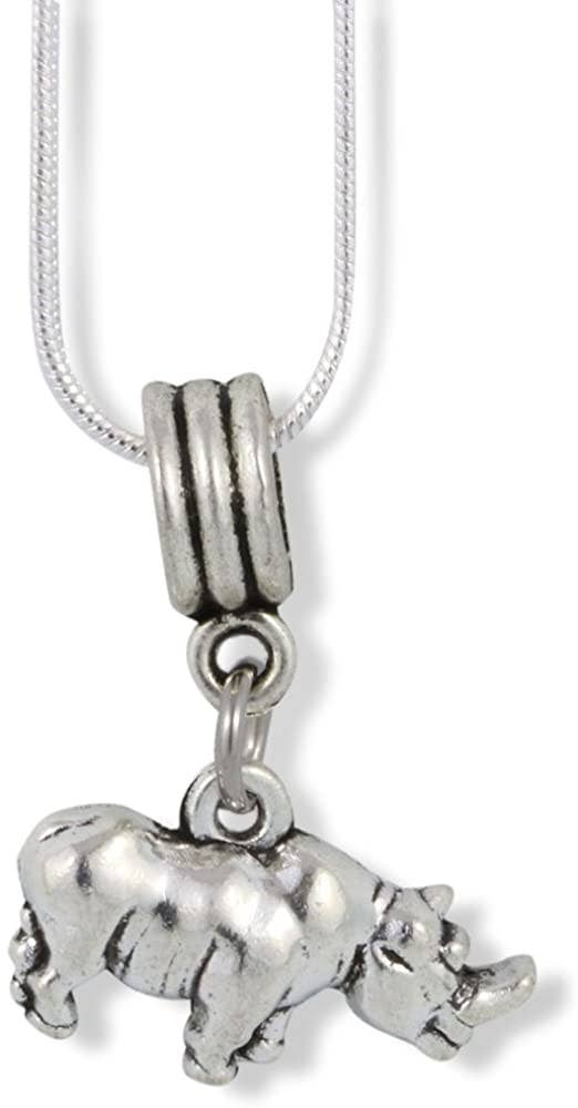 Rhinoceros Charm Snake Chain Necklace