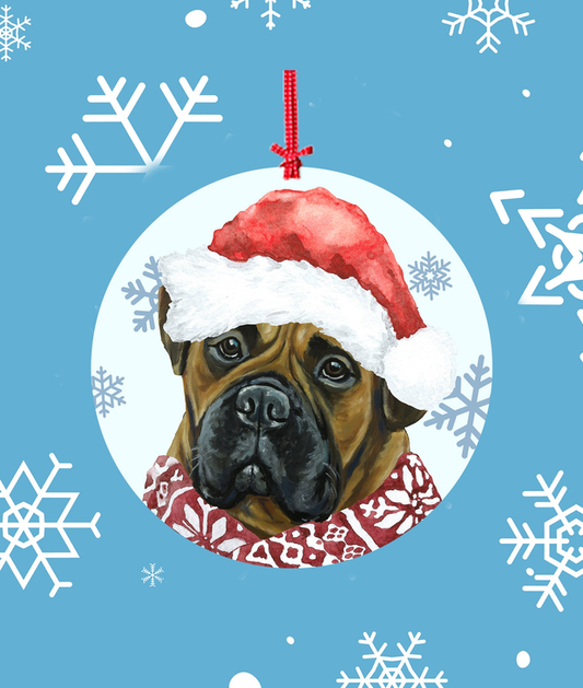 Bull Mastiff -   Hippie Hound Studios Christmas Tree Ornament