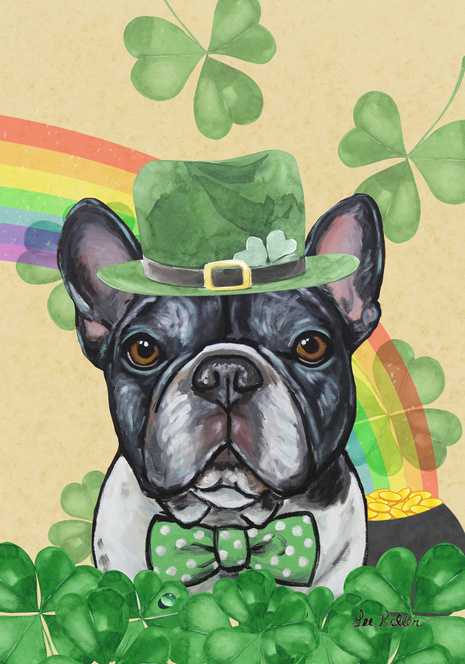 French Bulldog - Hippie Hound Studios Saint Patricks Day  House and Garden Flags