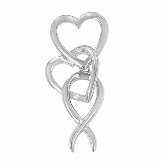 Sterling Silver Two Heart Pendant Necklace