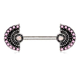 316L Stainless Steel Jeweled Fan Nipple Bar