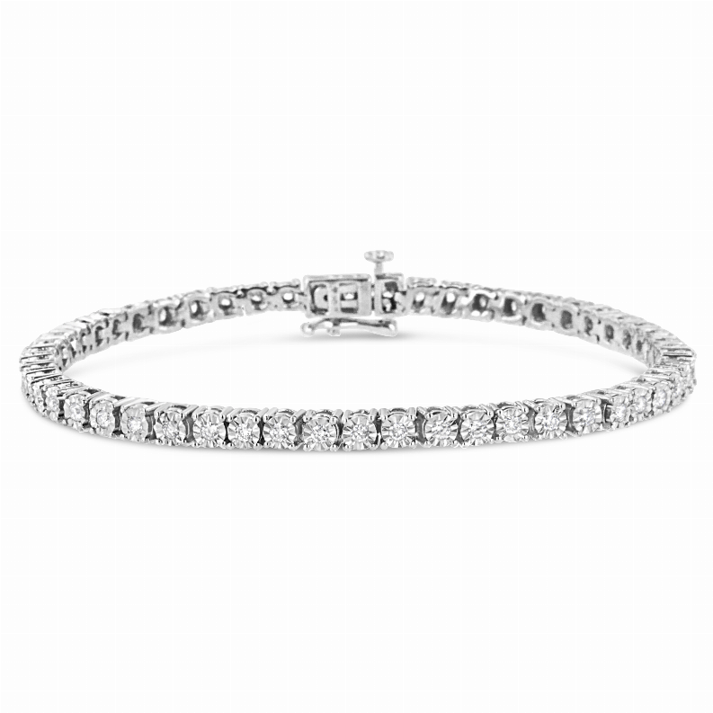 .925 Sterling Silver 2.0 Carat Total Weight Miracle-Set Lab-Grown Diamond Tennis Bracelet  - 7.25"