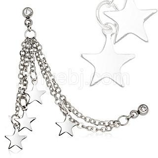 316L Surgical Steel Chained Stars Cartilage Earring